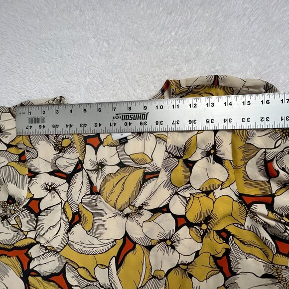 Cabi Sequel Blouse Womens Floral V-Neck Top Medium Long Sleeve Yellow Style 3954 - Picture 5 of 9